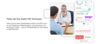 Arzt berät einen Patienten mit Fokus auf der Benutzeroberfläche einer Gesundheitsdaten-Tracking-App