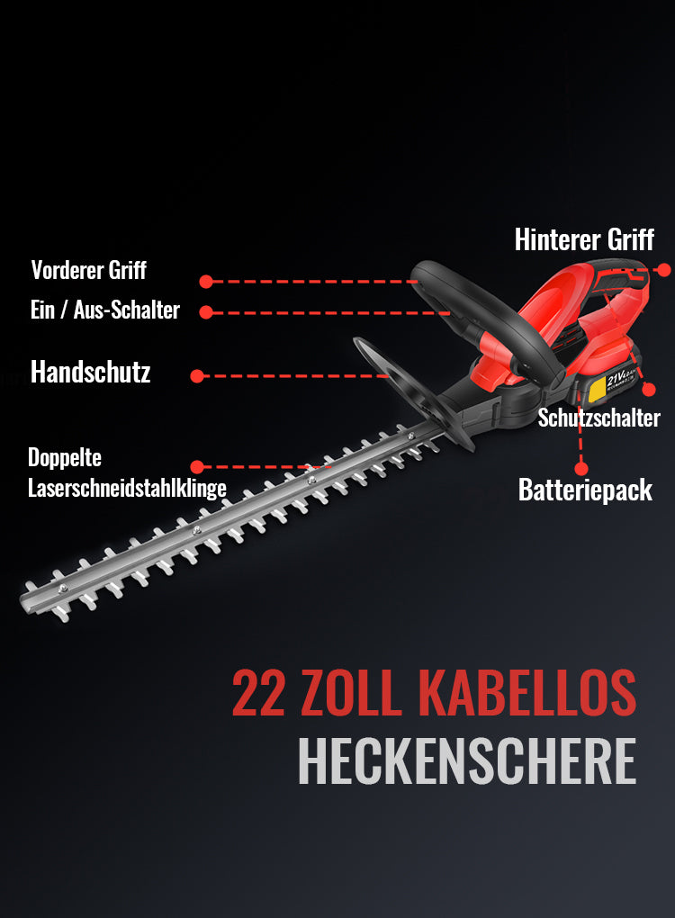 Avreno Akku Heckenschere Nahaufnahme Handschutz