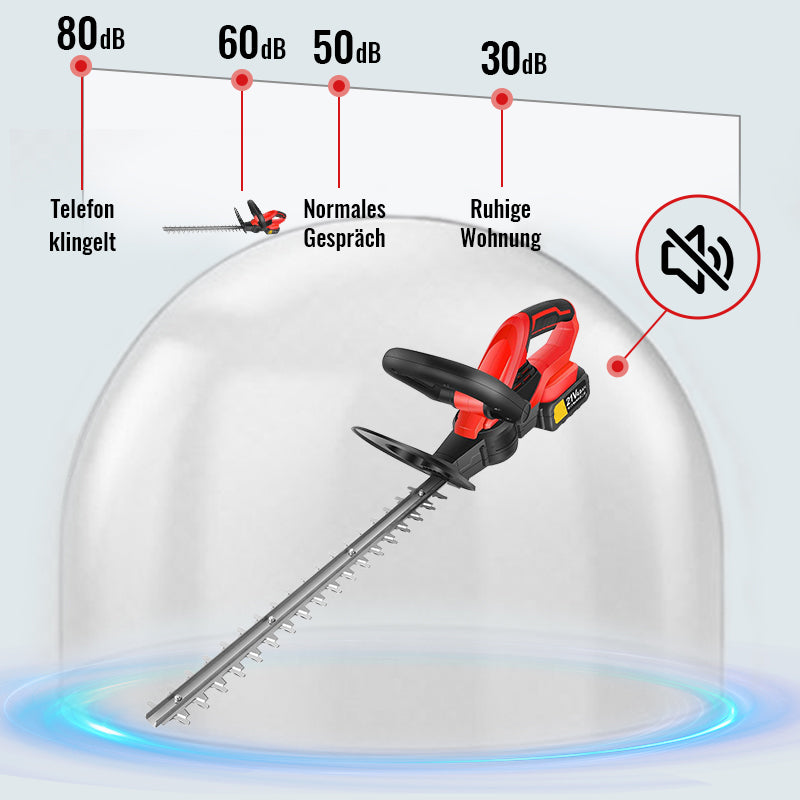 Avreno Akku Heckenschere leiser Betrieb bei 60 dB