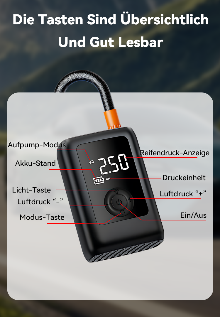 Avreno Akku Luftpumpe Nahaufnahme Aufbewahrungstasche