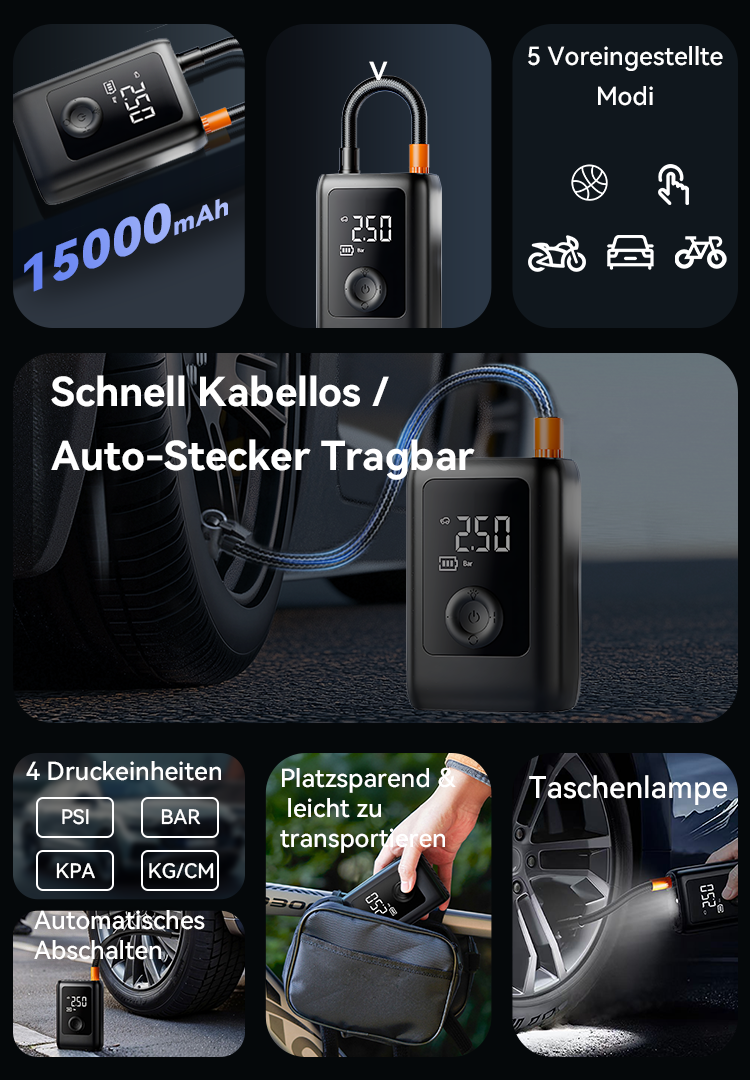 Avreno Akku Luftpumpe Nahaufnahme USB-Anschluss