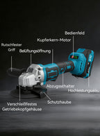 Avreno Akku-Winkelschleifer Nahaufnahme Schleifscheibe