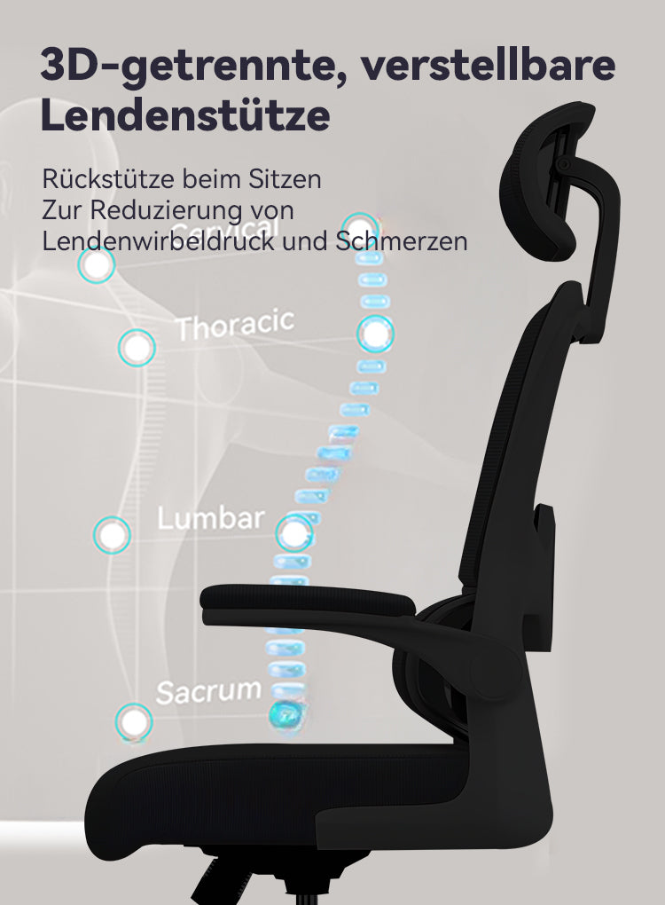 Avreno Bürostuhl Nahaufnahme Netz-Lendenstütze