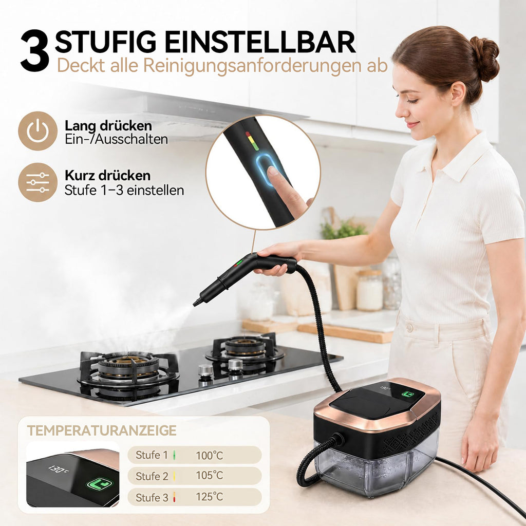 Avreno Dampfreiniger mit drei einstellbaren Dampfstufen