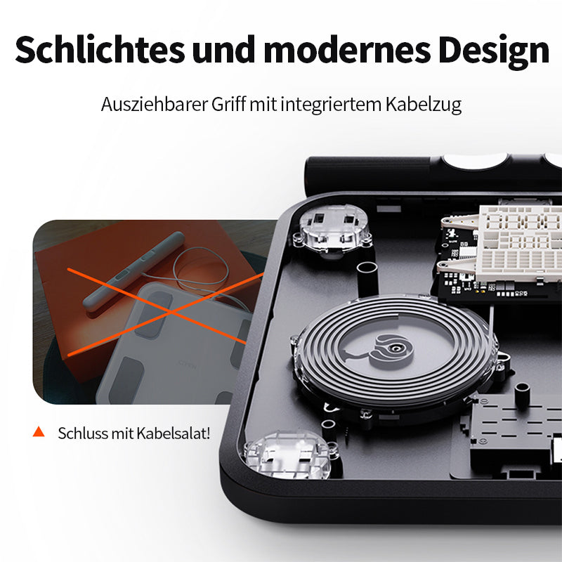 Avreno Körperfettwaage mit ausziehbarem Griff und Kabelspeicher