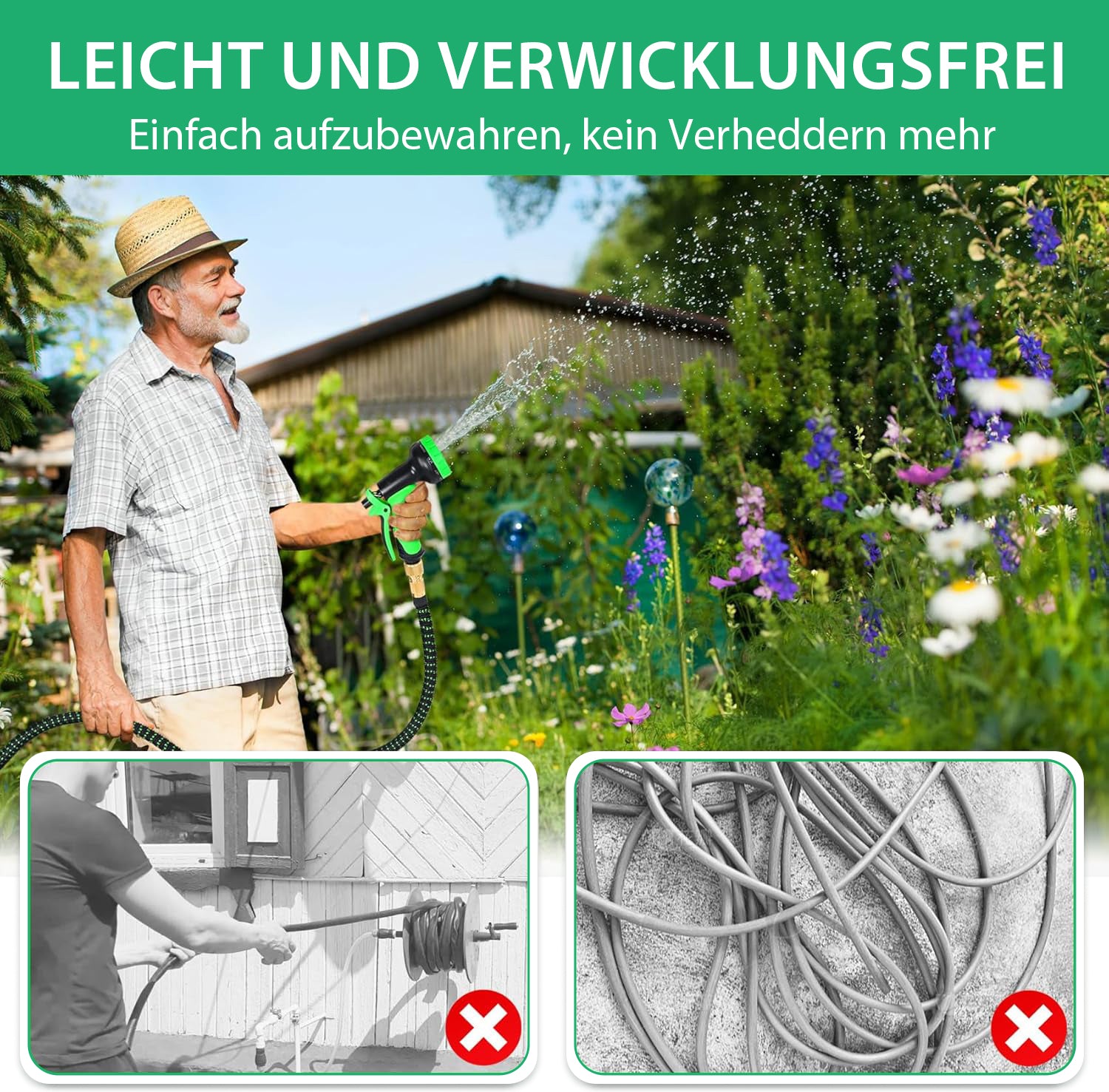 Avreno Gartenschlauch mit Schlauchaufhänger