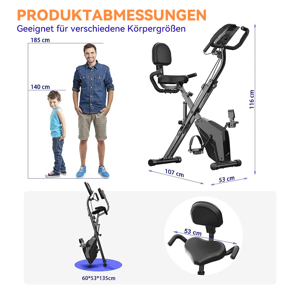Avreno Heimtrainer Fahrrad klappbar mit Transportrollen