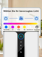 Avreno Luftentfeuchter als buntes Nachtlicht im Schlafzimmer