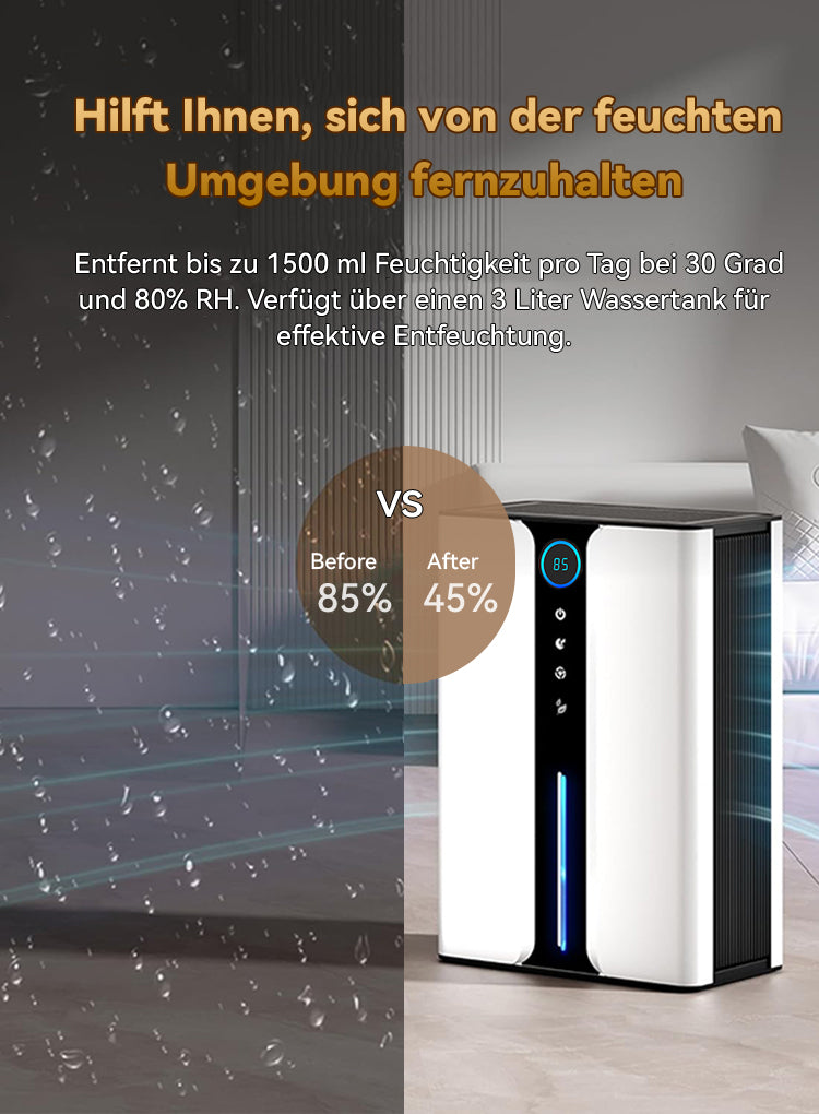Nahaufnahme des Bedienfelds am Avreno Luftentfeuchter