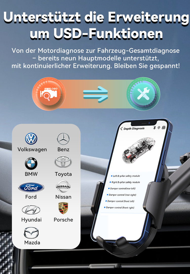 Avreno OBD2 Diagnosegerät Nahaufnahme Dashboard-Anzeige