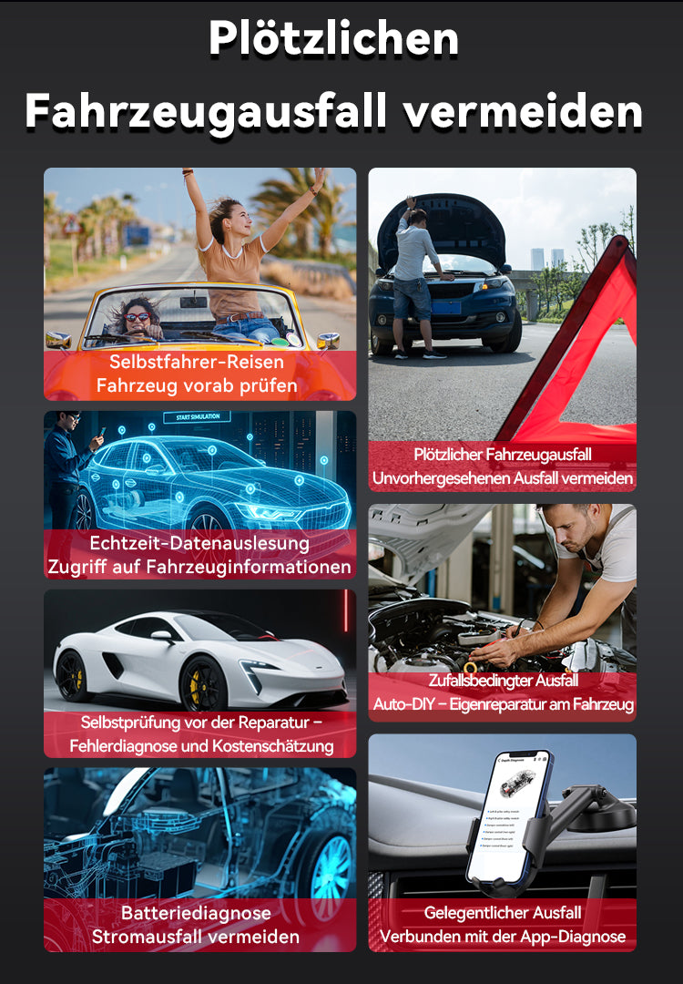 Avreno OBD2 Diagnosegerät Nahaufnahme Leistungsanzeige