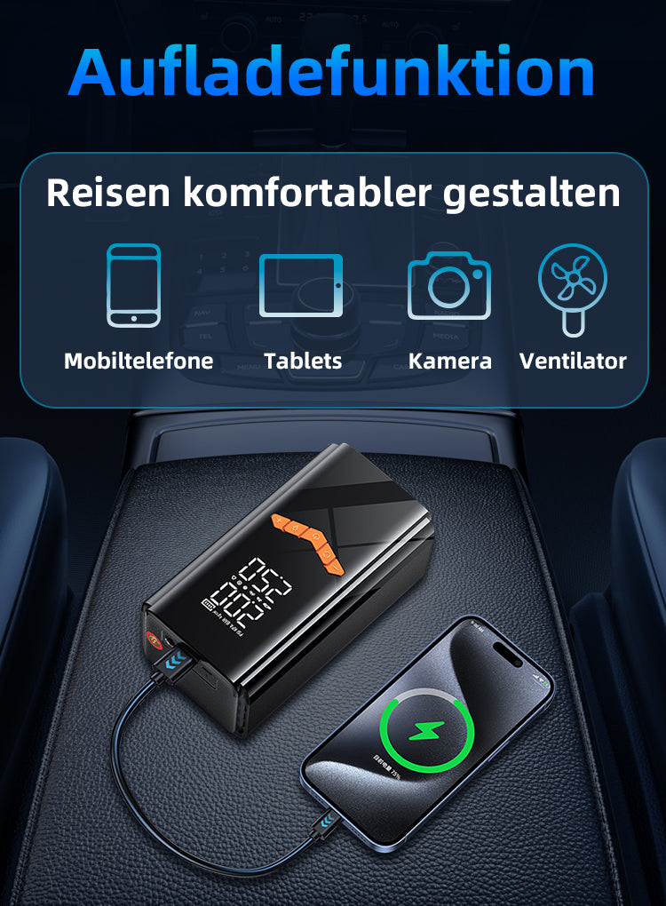 Avreno Starthilfe Powerbank Nahaufnahme LED-Anzeige