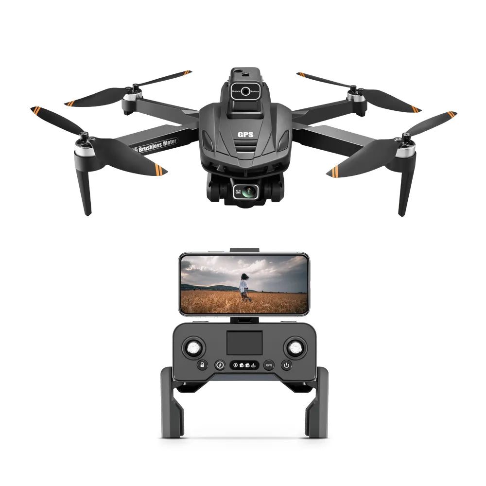 Caracen V168 Pro Max mit Kamera und Smartphone-Halterung auf weißem Hintergrund