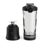 Schwarzer und transparenter Danxon Tragbarer Mixer mit Basis auf weißem Hintergrund
