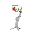 Danxon Gimbal-Stabilisator mit Smartphone, das ein Sportspiel anzeigt, auf weißem Hintergrund