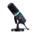Schwarzes Danxon Mikrofon mit RGB-Beleuchtung auf weißem Hintergrund