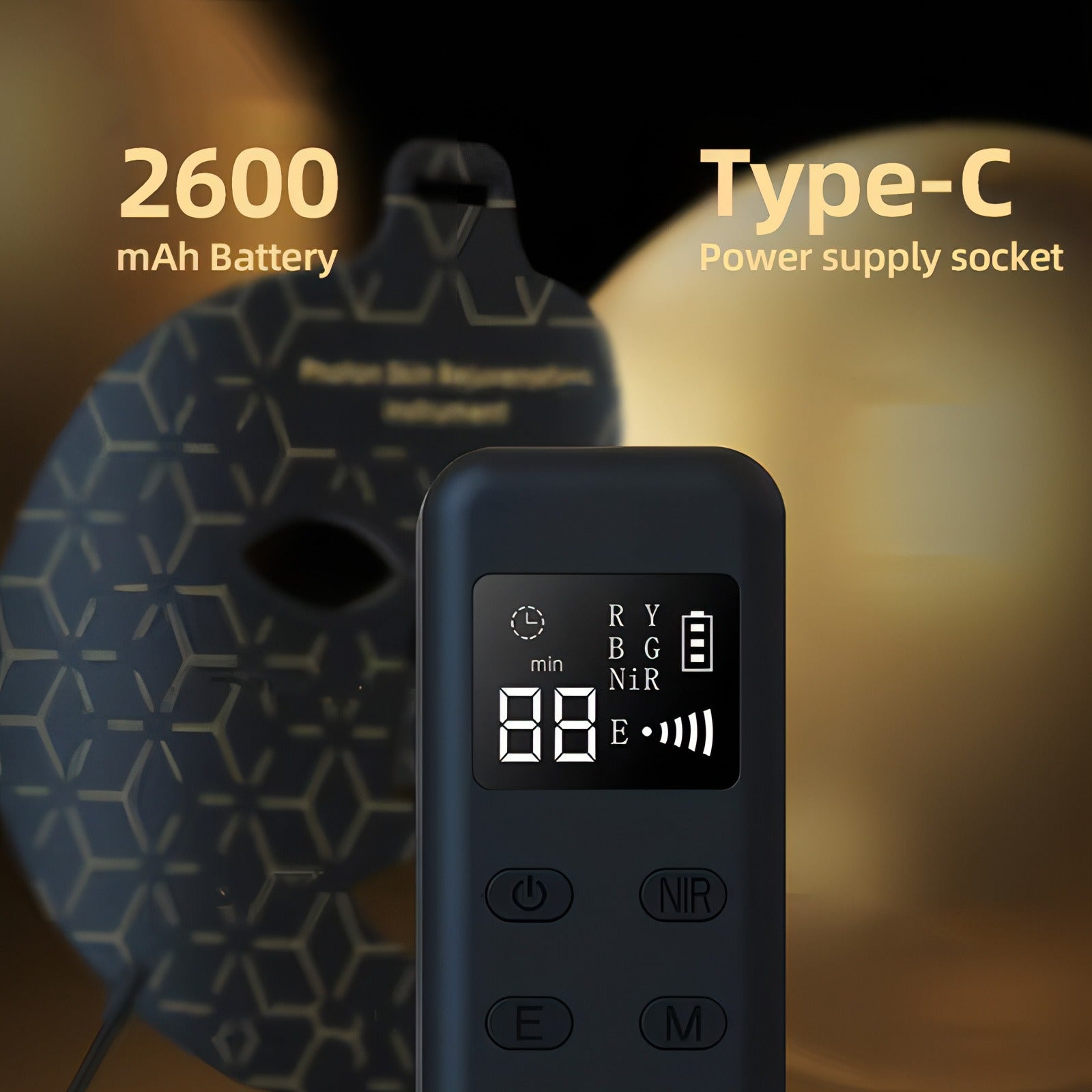 Fenzora LED Gesichtsmaske - 2600mAh Batterie mit Type-C Laden