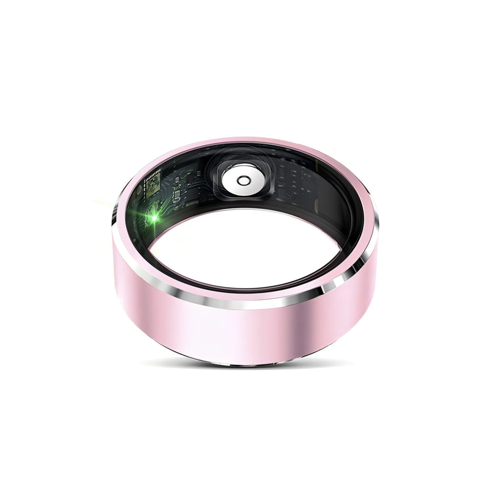 Lazvik Smart Ring mit elektronischen Komponenten auf weißem Hintergrund