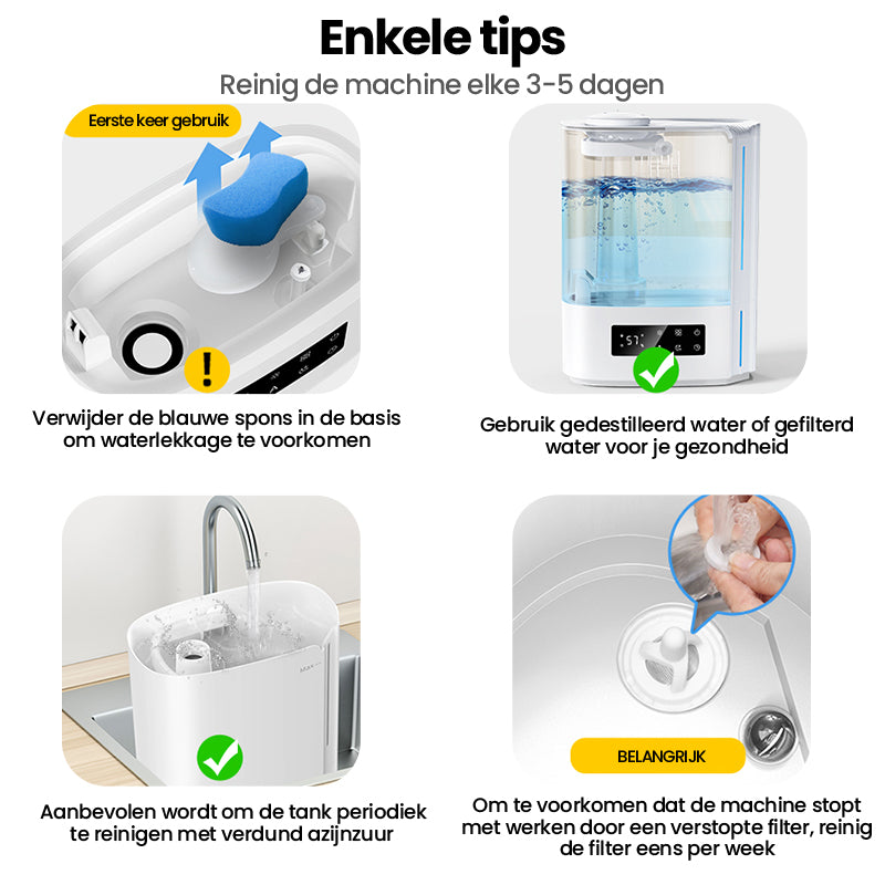 Norevia Luchtbevochtiger reinigingstips