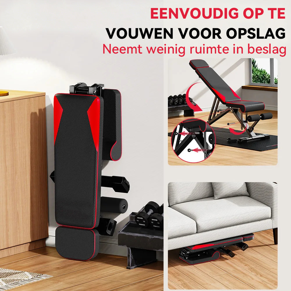 Norexo Fitnessbank ruimtebesparend inklapbaar ontwerp
