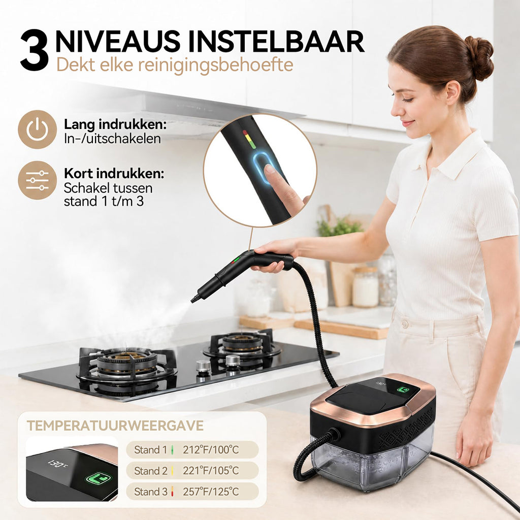 Norexo Stoomreiniger met 3 instelbare stoomstanden
