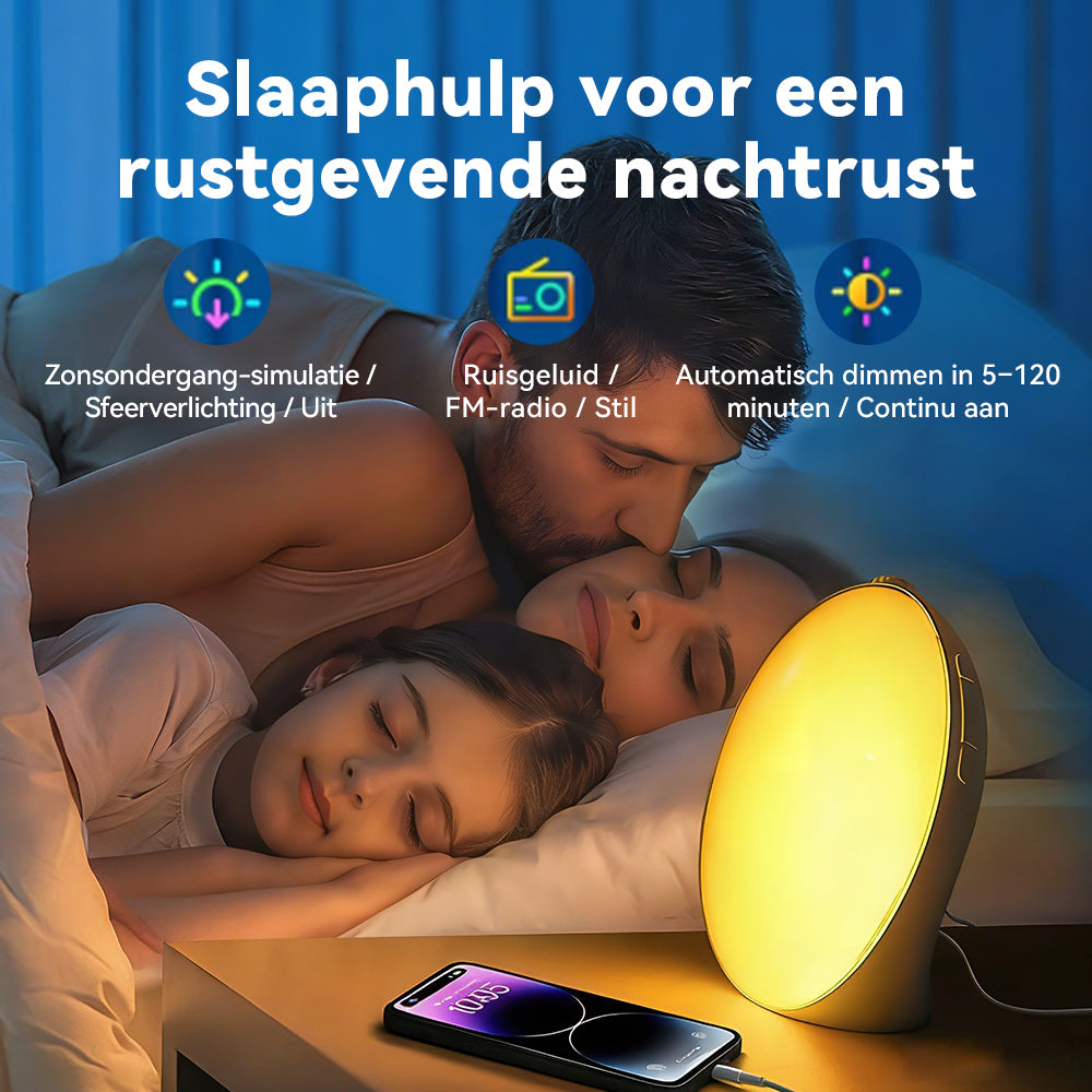 Norexo Wake Up Light zonsondergangsimulatie en rustgevende geluiden