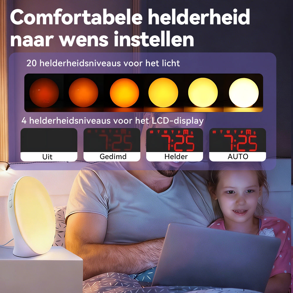 Norexo Wake Up Light met 20 helderheidsniveaus en 4 modi