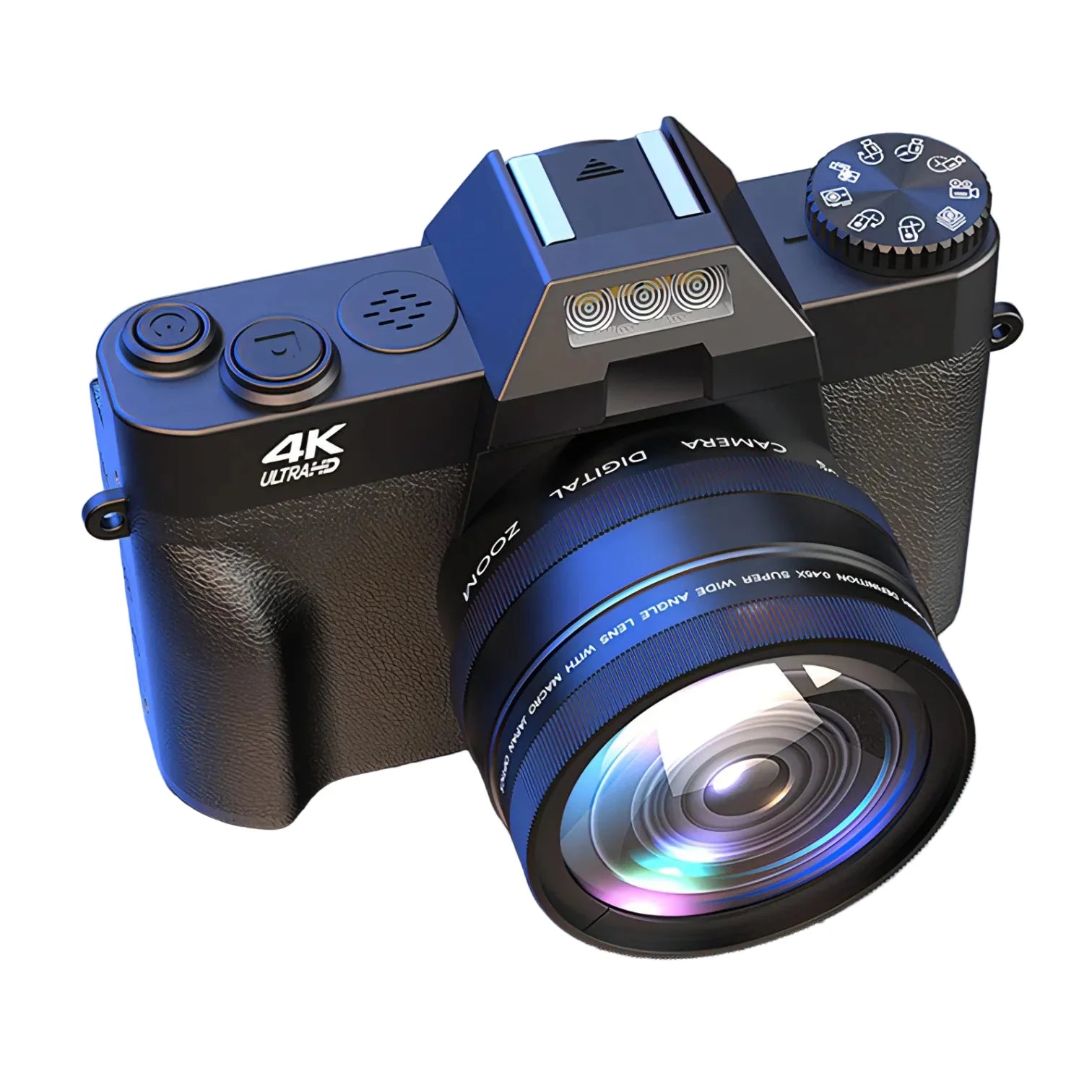 Norwiss Digitalkamera with a large lens on a reflective surface