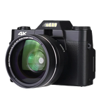 Black Norwiss Digitalkamera with a large lens on a black background