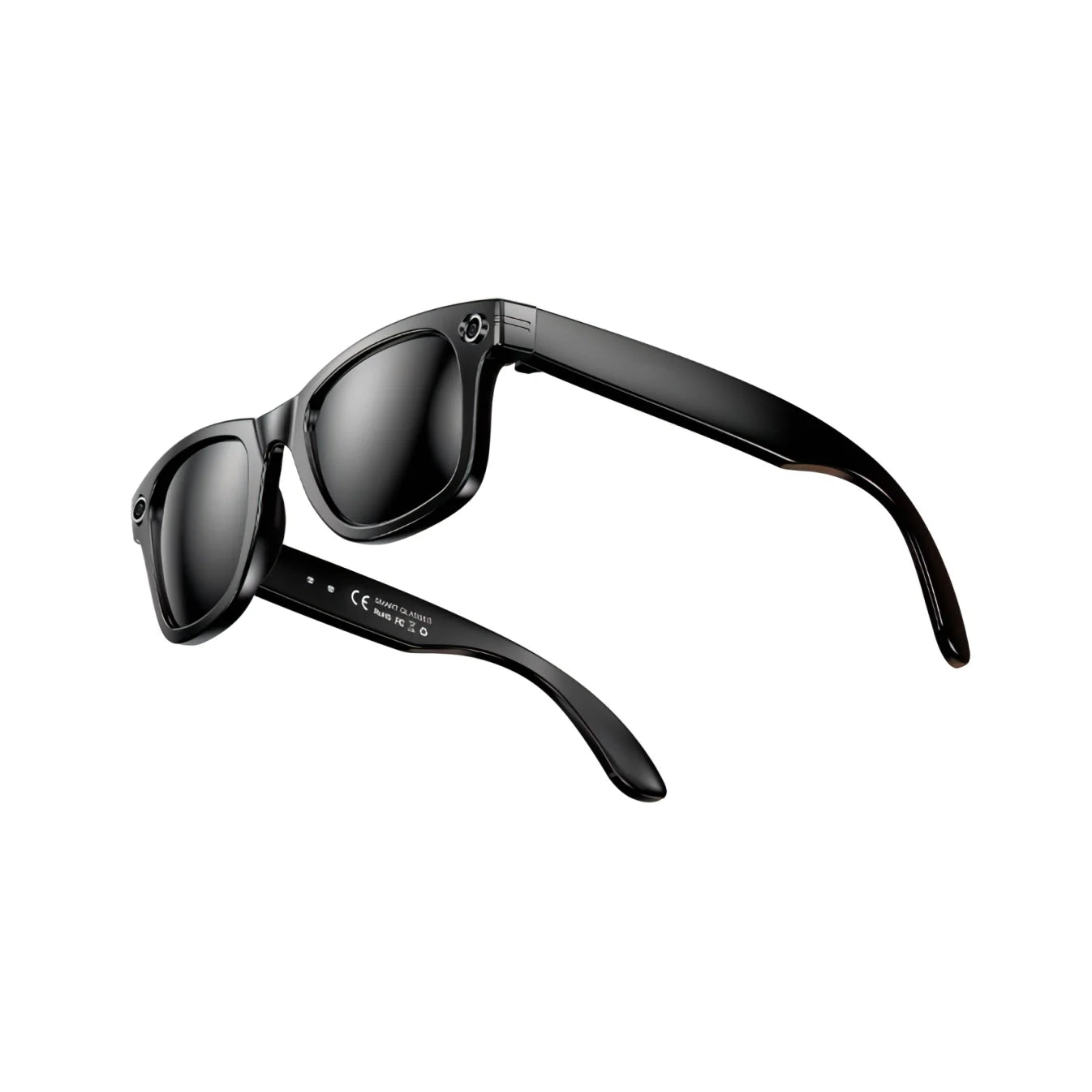 Schwarze Norwiss Smart Glasses mit reflektierenden Gläsern auf weißem Hintergrund