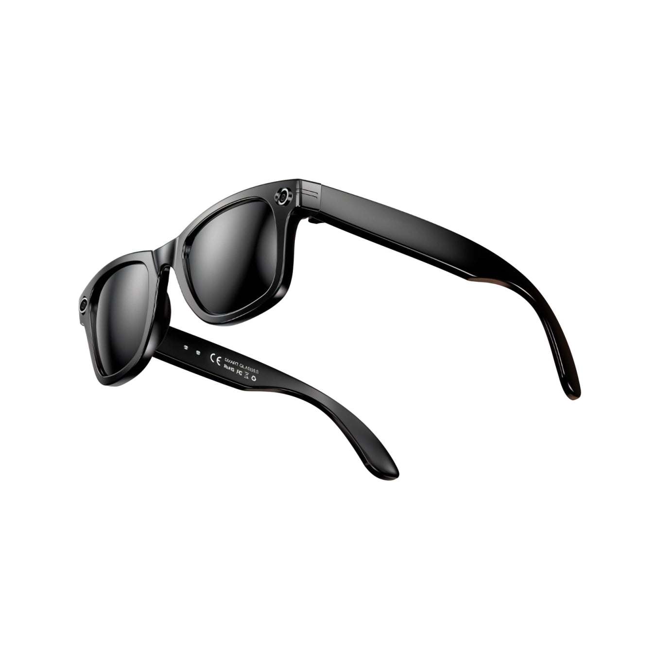 Schwarze Onevik Smart Glasses mit reflektierenden Gläsern auf weißem Hintergrund