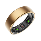 Goldener SofiRing S10 mit elektronischen Komponenten auf weißem Hintergrund