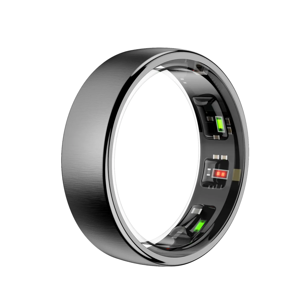SofiRing S10 mit elektronischen Komponenten auf weißem Hintergrund