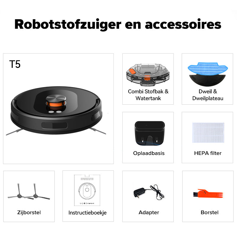 Norexo T5 Robotstofzuiger specificatiebeeld